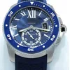 Verkauf von Kaliber de Diver WSCA0011 Blaues Zifferblatt und Gummi 42mm Automatic Bewegung Watch Mens Watches240K