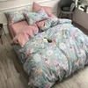 Svetanya blommor fåglar dragonfly 100% satin egyptisk bomulls sängkläder set drottning king size bedlinens monterade ark täcke täckning set 240417