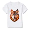 Enfants Animal Wolf Hardliner Print T-shirt Enfants Summer Tops Girls Boys T-shirt Vêtements de bébé décontracté, HKP352