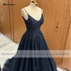 Partykleider Lakshmigownn Luxus Marine Blau Perlen Abschlussball 2024 Vestidos formelle Anlässe Abendkleider Spaghetti -Gurte