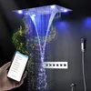 Torneiras do chuveiro do banheiro Bluetooth Music Chuvents Head Electric Led Rain Mist Cacho