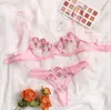 Behas stelt 2024 vrouw sexy bloemen borduurwerk ondergoed transparant kanten kanten korte lingerie huidverzorgingskits delicate fee