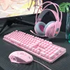 Combos 2400dpi rosa teclado mecânico real e conjunto de ratos