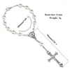 Charm Bracelets 2PCS Pearls Bead Rosary Crucifix For Cross Pendant Catholic Party Favo