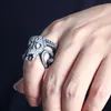 Satan Satan Baphomet Skull Ring Men 14K Gold Motor Motor Ring Male Abertura do Punk Goth Ring Tamanho 7-14