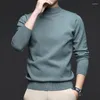 Men's Sweaters Autumn 2024 Half-High Collar Knitwear Solid Color Simple Slim Elastic Sweater Young And Middle-Aged Bottoming Shirt