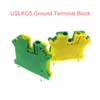 1 / 5pcs USLKG5 Ground Din Rail Vis Terminal Blocs UK-5N Green Green Earth Morsettiera Câble câble de fil Bornier 12AWG 4mm2