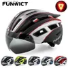 Caschi ciclistici Funwict Bicyc Helmet for Men Women Magnetic Goggs ns Sun Visor D Piccolo Ciclo di ciclo posteriore Sicurezza ciclistica MTB Scooter Celmetto per bici L48