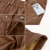 BP Faux Leather Biker Shorts Women High Waist Wide Leg Short Vintage Luxury Pu Leather Short Pants Ladies Slim Shorts