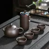 Chinese theeset Vintage Purple Sand Tea Set draagbare reisthee Set een pot met vier kopjes Zisha Kung Fu Travel Teapot Gift Set