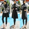 Blygsamma kvinnor muslimska badkläder tryckt burkinis islamisk baddräkt full täckning hijab strandkläder badkläder 3 st bad strandkläder