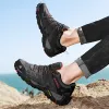 Boots Hikeup Men's Hiking Shoes Mountain Trekking Outdoor Shoes Wearresistant Men Walking Suede Leather High Quality Fashion Sneakers