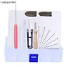 15PCS Needle Felting Kit Wool Felting Tools with Felting Needles Wood Handle Scissors Finger Cots Stitch Punch Tools Set