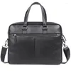 Briefcases Leather Men's Briefcase Bag Large Capacity Laptop Handbags Male Genuine Shoulder Bags High Quality Men Business