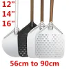 Big Aluminium Round Pizza Shovel Peel mit langem Holzgriff Gebäckwerkzeuge Zubehör Pizza Paddel Spatel Kuchen Backwechsel