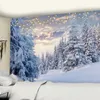 Snow Scenery Tapestry Wall sospeso piccolo tavolo da bohémien Mapt soggiorno decorato con panno di sfondo in poliestere