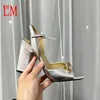 Designer Luxury Metallic Gold Laminate Leather G Marmont Mid Heel Sandals Platforms Slide Slipper With Box