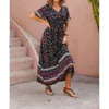 Vestido longo de tamanho longo para mulheres vestidos bohemianos de praia de verão de roupas grandes femininas elegantes vestido casual saia floral 240410