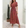 Vestido longo de tamanho longo para mulheres vestidos bohemianos de praia de verão de roupas grandes femininas elegantes vestido casual saia floral 240410