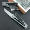 Gravity D2 Blade T6 Aluminum with G10 Inlay Handle Folding Pocket Knife Camping EDC Tool Self defense Survival Tactical Knife