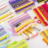 Aufbewahrungstaschen 1PC Bunte Mesh Stripe Reißverschluss Brieftaschenbank -Karten -Lizenz -Lizenztasche Mini Tragbare Münze