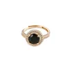 Anelli di nozze Obega Cubic Zircon Woman Black Color Rhinestone Girls Ring Gold Placed per donne Accessori per feste di moda Regali