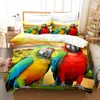 3D Animal Beding Set Set Parrot Patchere Pectet Cover Set Microfiber Cover Cover с 1/2PillowCase King Queen Twin Luxury Clothes