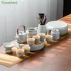 Glassa grigio ghiaccio kung fu set da tè set di case home office ceramica maniglia da tè tazza di tè vaso di tè grigio e set di tazza set di tè di lusso