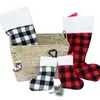 Świąteczne pończochy Torba Red Balck White Plaid Socks Wesołych Świąt Dekoracje Navidad Nowy rok domowy kominek wystrój drzewa