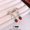 Zirkon Strawberry Geometrische Tassel -oorbeenclip met Koreaanse Instagram Minimalistische oorbellen, modieuze en geavanceerde, veelzijdige oorbellen