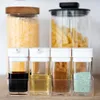 Transparentes Gewürzglas Set Salz- und Pfeffergeschirrsflasche farbenfrohe Deckel Küchengewürz Cruet Lagerbehälter Basis