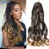 Rizos espirales cabello trenzado 24 pulgadas sintéticas rizos franceses ombre extensiones de cabello de crochet para mujeres negras cabello rubio holgado