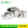 10-100PCS T-NUT HAMMER HEAD T NUT M3 M4 M5 M6 M8コネクタニッケル20/30/40/45シリーズアルミニウムプロファイルアクセサリー