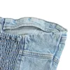 Kvinnors tankar Camis Womens Buttons Denim Corset Crop Top Strapless Jeans Tight Corset Back Push Up Vest Vintage Harajuku Street Clothing J240409