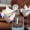 50pcs New Flying Angel Laser Coup DIY Verre de verre Verre en papier Carte en papier pour la fête de mariage Ornement de verre à vin de fête de Noël