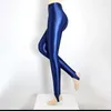 Active Pants Glossy Leggings Shiny High midja Elastic Step On Foot Tights Sexig Yoga Sport Women Fitness Fashion Workout Trousers