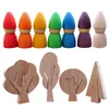 Montessori Rainbow Doll drewniane zabawki log kolorowy bukowy graffiti DIY malarstwo puzzle bildbow budynki