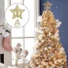 Glitter Christmas Tree Topper Adornos de estrellas de cinco puntas de Navidad Pine Cone Pentagram Topper Decor NaviDad Año Nuevo