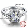 Bandringe Promotion !!Galaxy 925 Sterling Silber Ring Luxus 4 CZ Diamond Crystal Womens Ehering Größe US 5 6 7 8 9 10 11 12 J240410