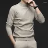Men's Sweaters Autumn 2024 Half-High Collar Knitwear Solid Color Simple Slim Elastic Sweater Young And Middle-Aged Bottoming Shirt