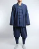 Unisex sommarsspring bomullslin Buddha buddhistiska zen kläder shaolin munk kungfu kampsport uniformer lägger kostymer röda/blå