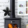 Black Fireplace 5-propeller Heat-powered Wooden Stove Fireplace Fan Household Fireplace Fan Efficient Heat Distribution