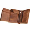 Mannen Echte lederen portemonnee Creditcard Coin Pocket Mini Mey Bag Slim korte kleine portemonnee minimalistische portemonnee voor mannelijke S1ZR#