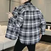 Jackets masculinos 2024 Primavera Autumn Inverno Casual Espumado Plaid Streetwear Single Bastested Top Checker Check Outwear Parkas