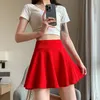 Letnie damskie spódnice moda seksowna mini elastyczna plisowane słońce dla szkolnej dziewczyny mundur koreański czarny tenis z wysokim poziomem 240403