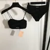 Letter Badge Sling Vest Triangle Briefs Cotton Women Underwear Set Fashion Crop Tank Designer Sexy Bras Sets