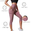 Yoga tenues shorts sportifs pantalon cultivé femelle fitness nudity hauteur hanche lift running yoga pochets latérale collants sèches de sport de gymnase sèche y240410