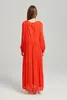 Casual Dresses Boho Floral Embroidery Maxi Dress Women Vintage Deep V-Neck Full Sleeve Red Rayon Summer Loose Beach Sexig