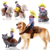 Pet Dog Cowboy Costume Costume Christmas Cat Suit Tipe Knight Style avec Doll and Hat Adjustable Puppy Funny Cosplay Vêtements