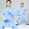 Summerspring 22 Molor Unisex Yüksek Dereceli Keten Wudang Tai Chi Suits Kungfu Dövüş Sanatları Üniformaları Taiji Giyim Setleri Mavi/Turuncu